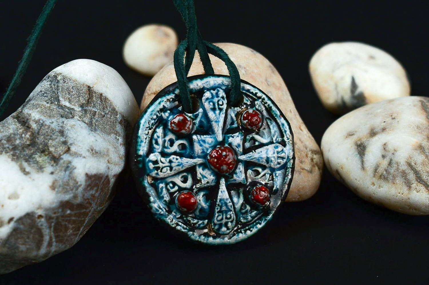 Handmade pendant necklace ceramic jewelry designer accessories for women photo 1