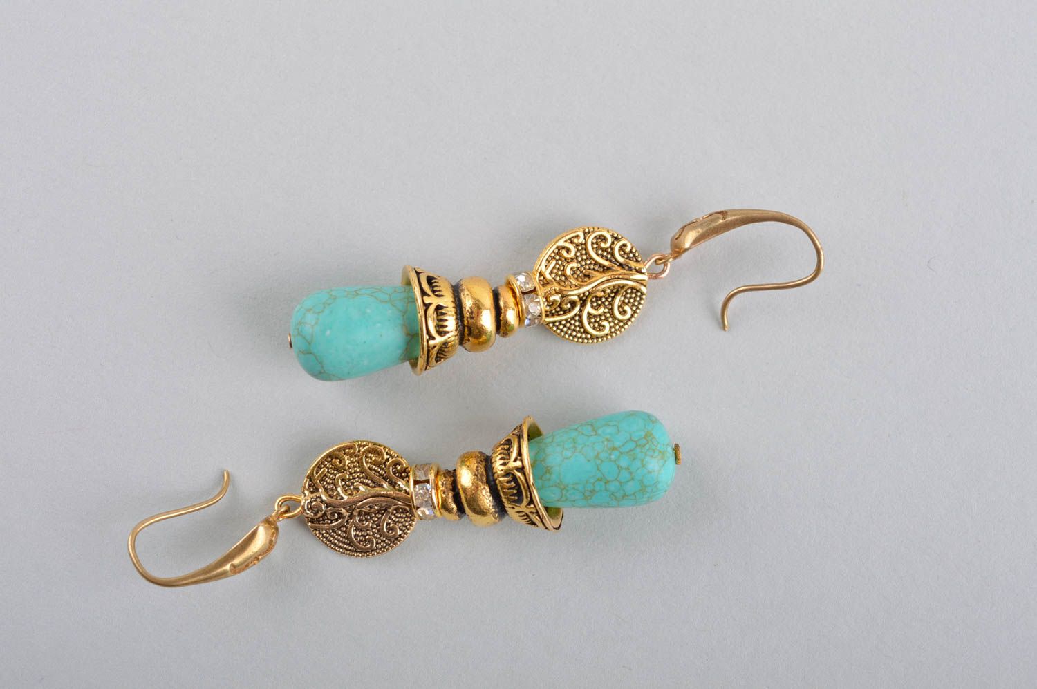 Ohrringe aus Metall handmade Naturstein Schmuck in Blau Juwelier Modeschmuck foto 3