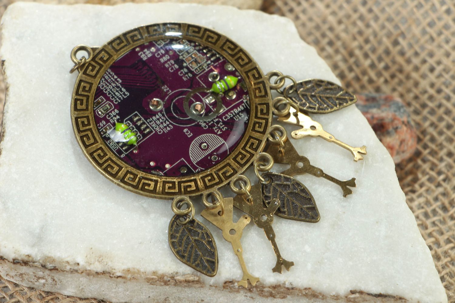 Cyberpunk pendant with microcircuit photo 4