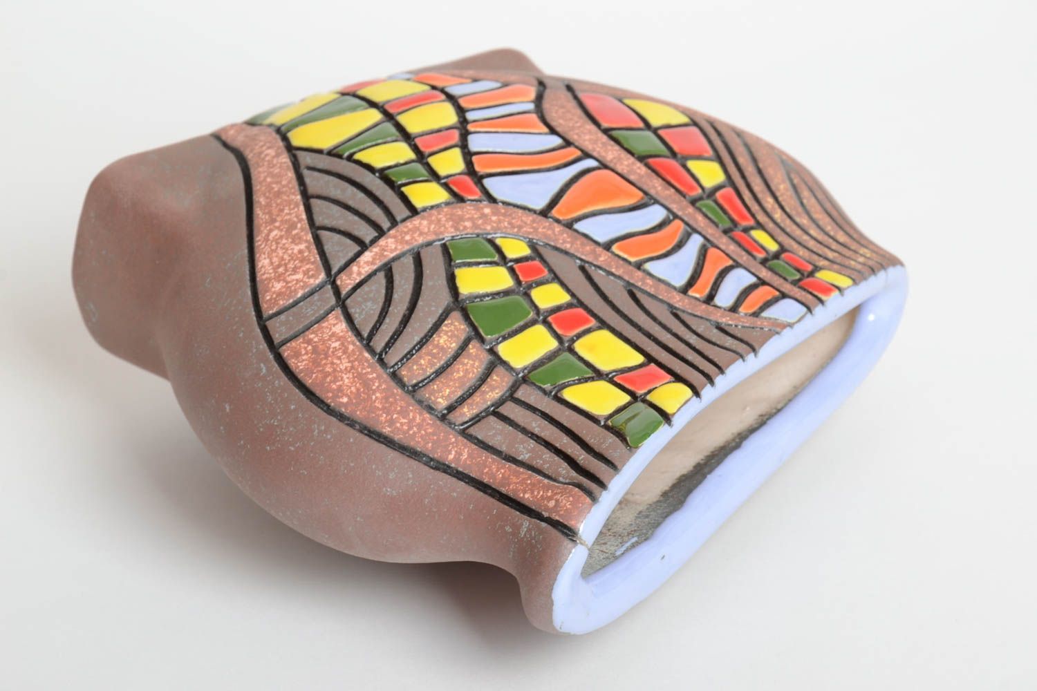 Сувенир ручной работы керамическая ваза для цветов декор интерьера склон фото 5