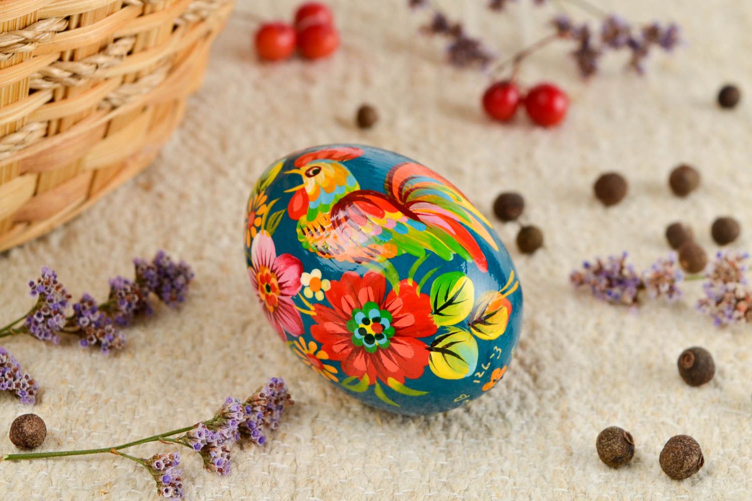 Unusual handmade Easter egg painted wooden egg  modern decor decorative use only photo 1