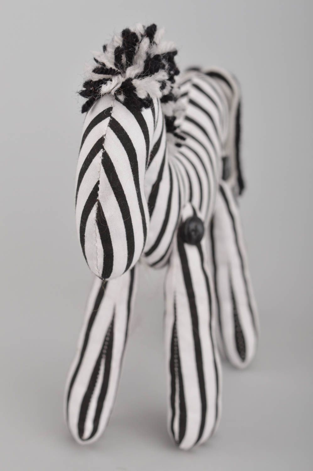 Handmade small unusual beautiful toy striped black and white cute zebra photo 5