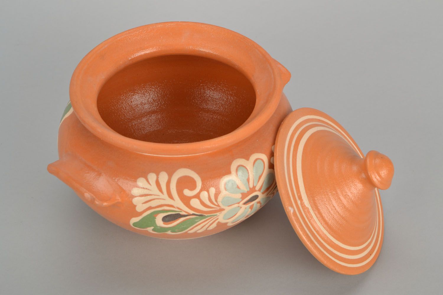 Pot de cuisine en argile fait main original soupière vaisselle avec ornement photo 3