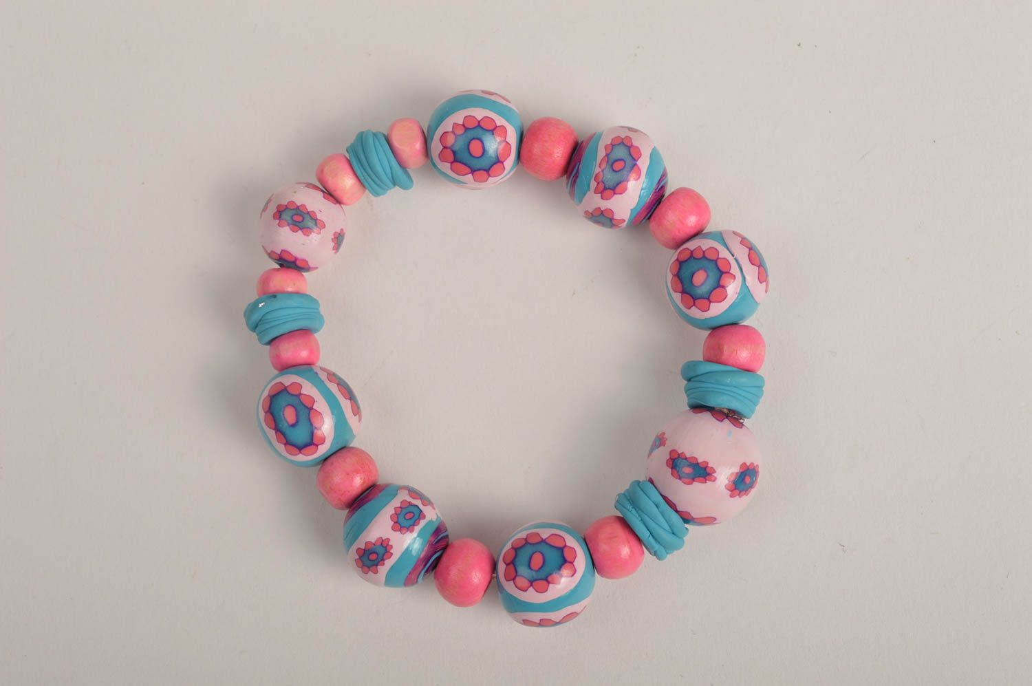Plastic bead bracelet handmade polymer clay bracelet for girls summer accessory photo 3