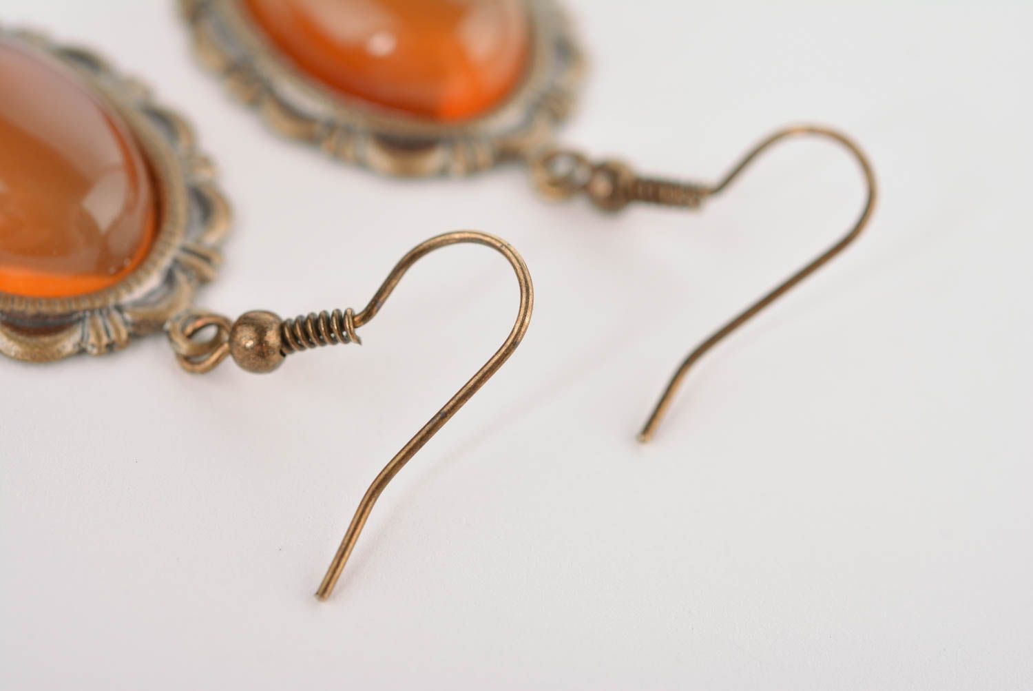 Handmade glass oval earrings vintage female earrings beautiful jewelry photo 5
