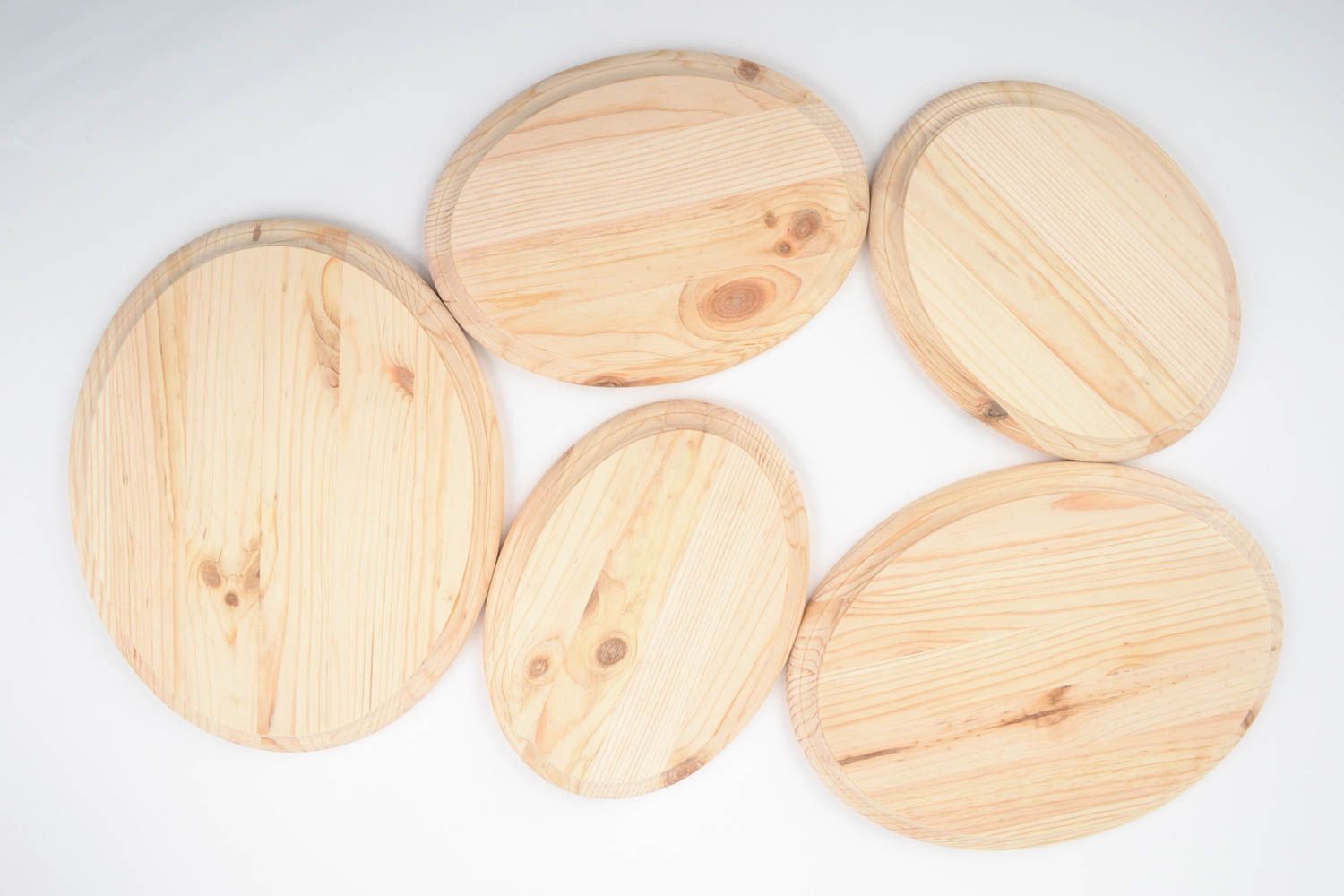 Set de plaques en bois brut à décorer et peindre faites main ovales 5 pièces photo 4