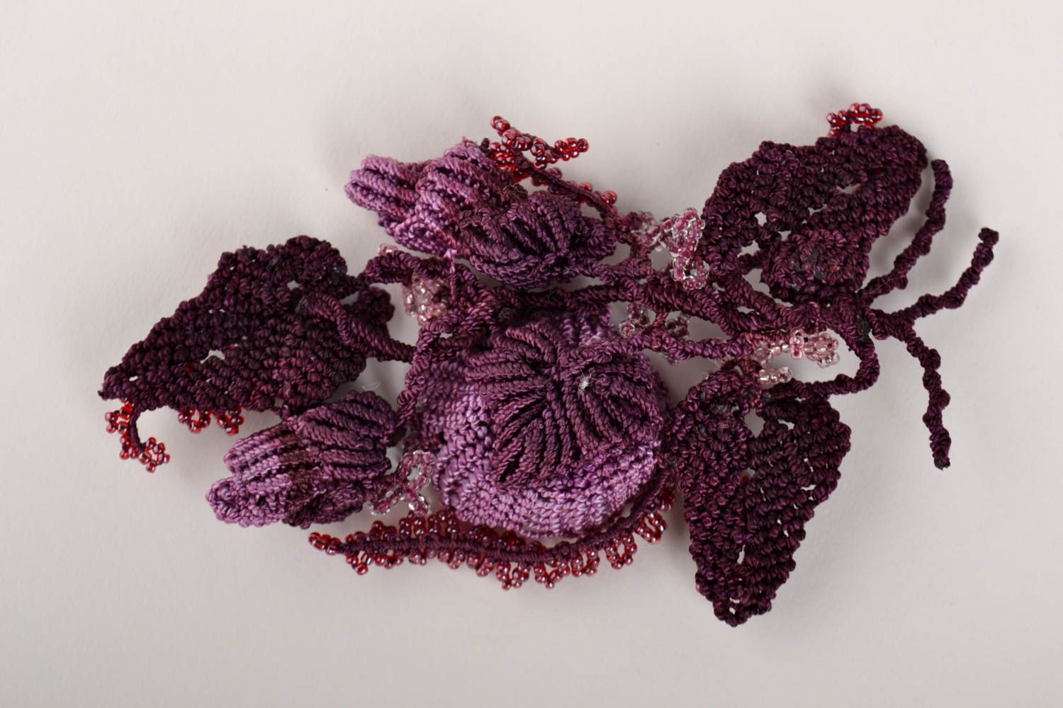 Gentle handmade flower brooch woven textile brooch jewelry textile floristry photo 2
