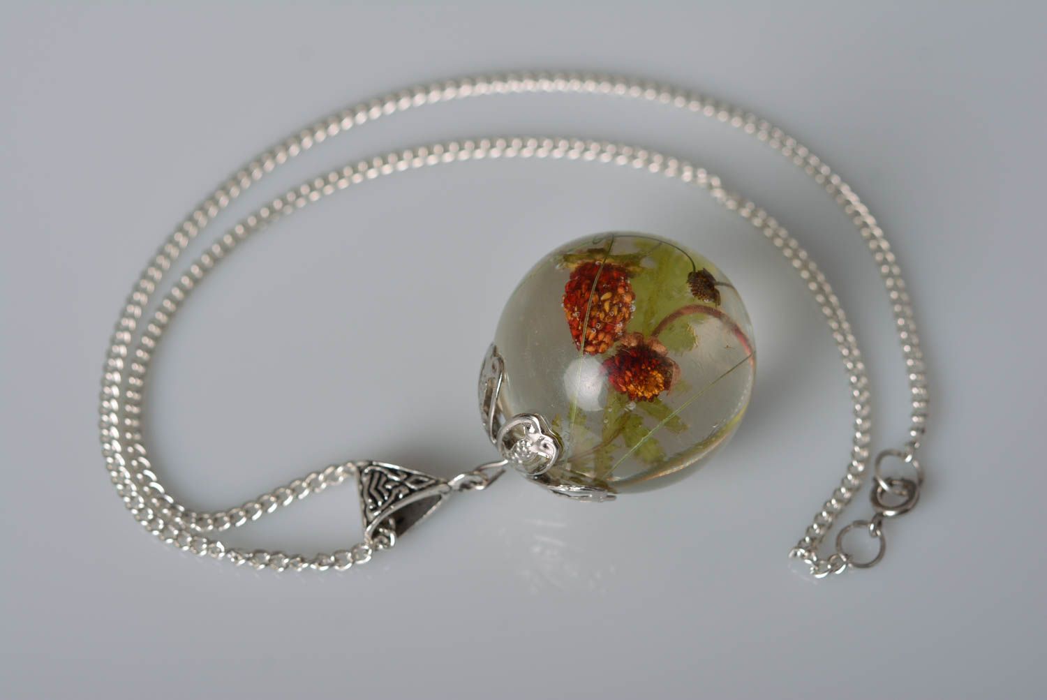 Botanic pendant botanic jewelry handmade pendant with natural flowers for girls photo 5