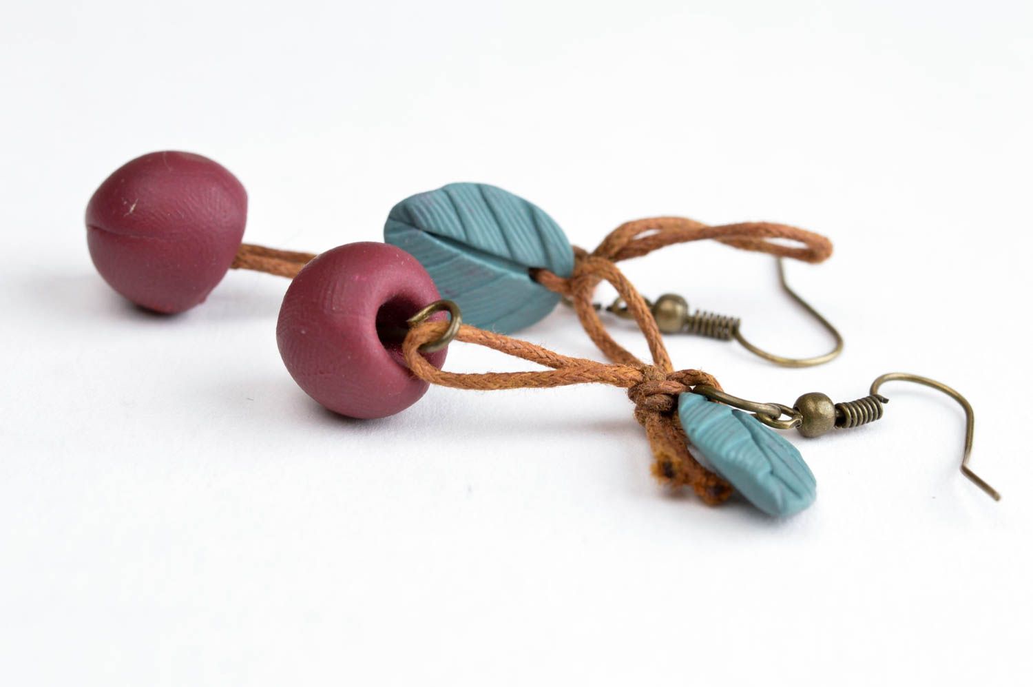 Handmade stylish cute earrings designer clay earrings unusual jewelry gift photo 3