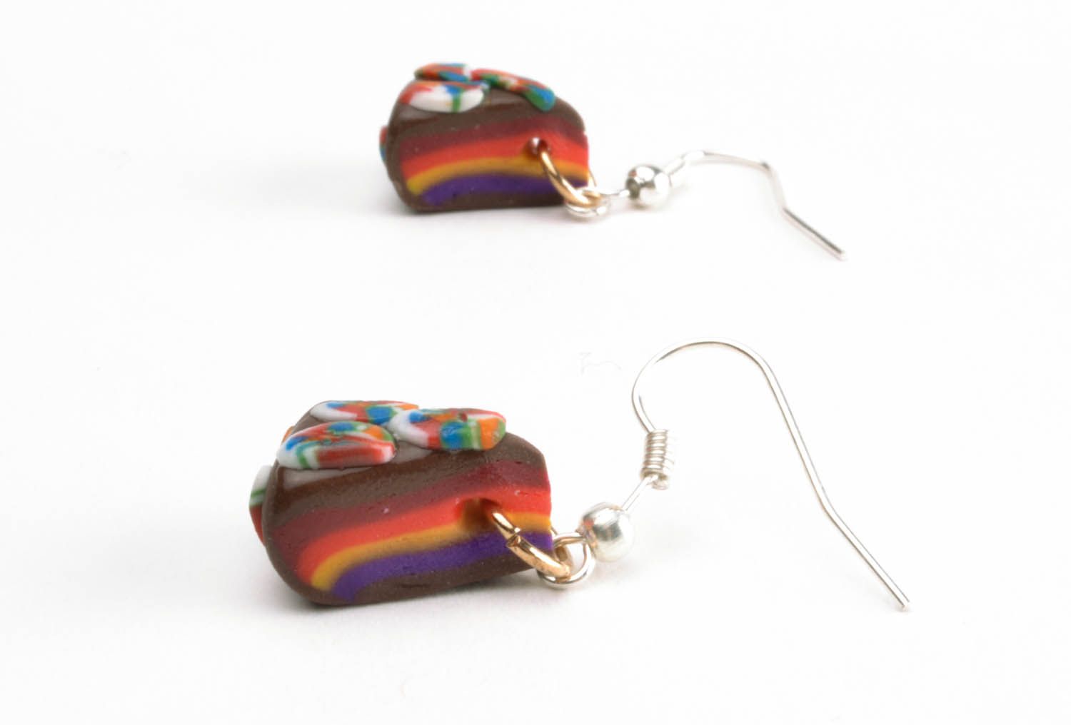 Cake-shaped earrings made of polymer clay photo 2