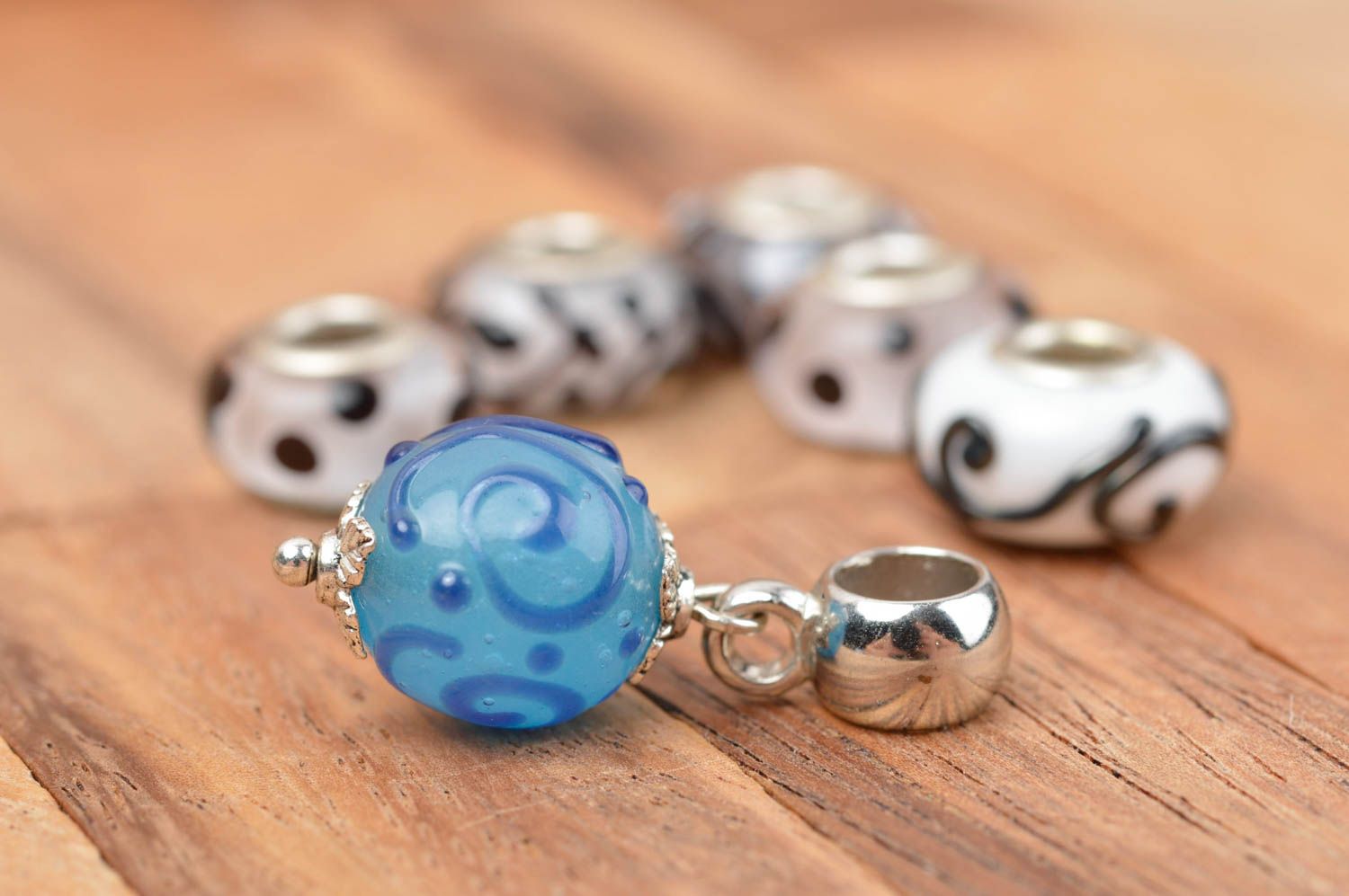 Handmade pendant women necklace glass pendant lampwork pendant blue bead  photo 1