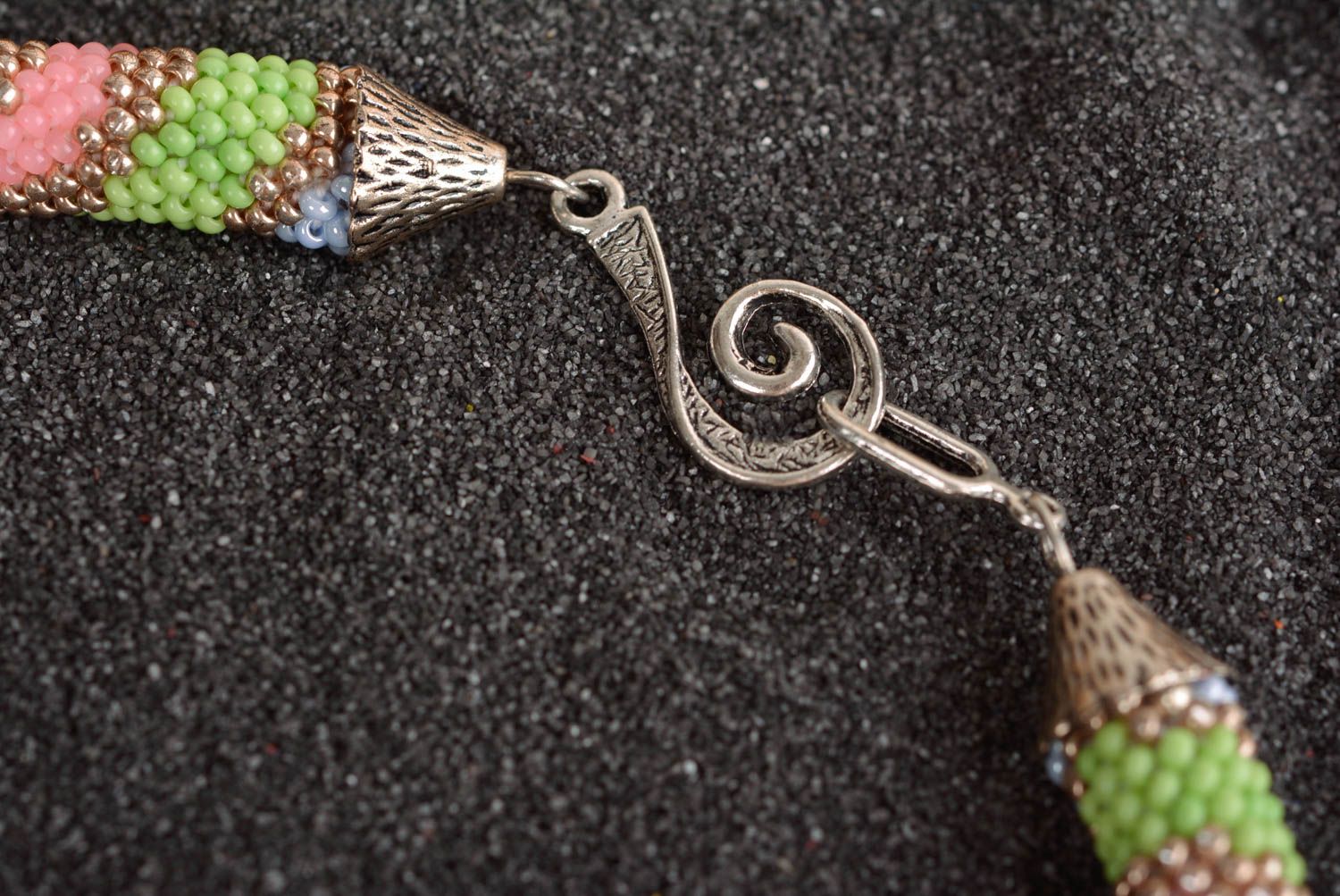 Collier spirale Bijou fait main Cadeau femme perles de rocaille multicolore photo 5