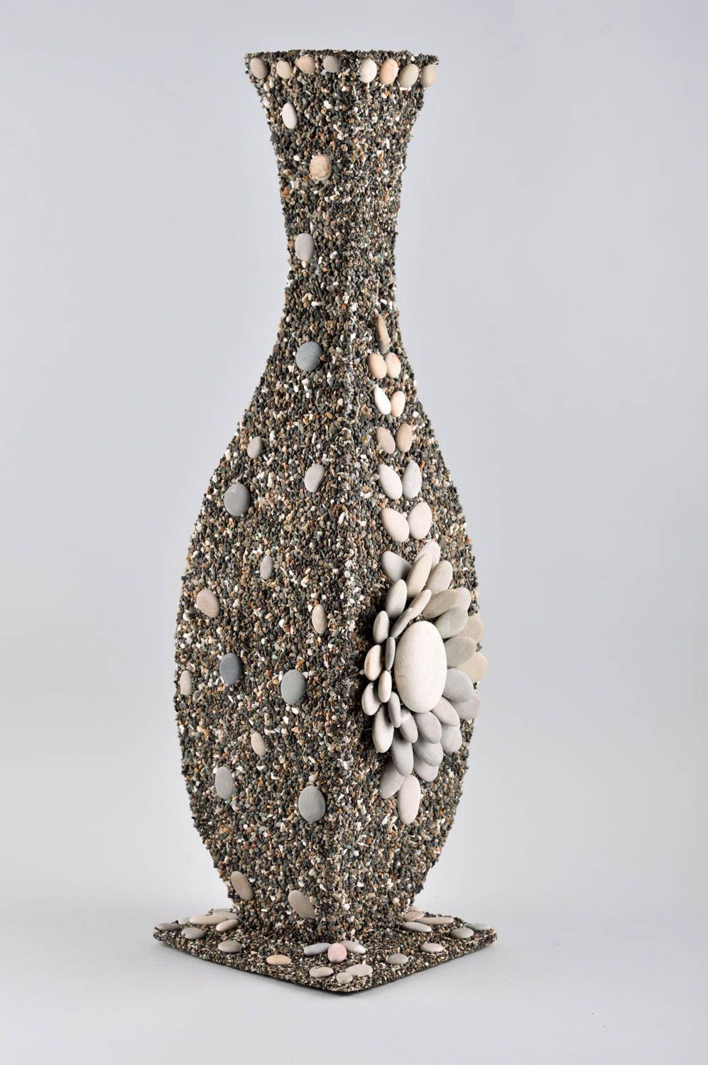 Vase haut fait main Déco maison carton galets de mer original Cadeau pour femme photo 2