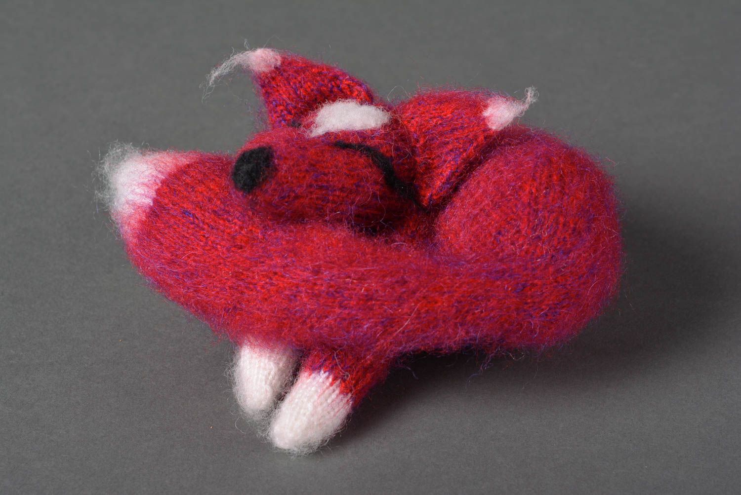 Peluche renard rouge Jouet tricot fait main en laine Cadeau pour enfant photo 1