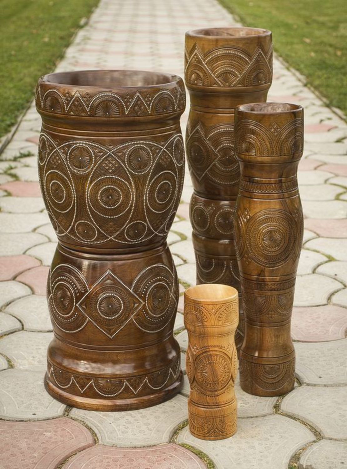 24 inches tall wooden hand-carved inlaid with beads vase for home décor 6 lb photo 5