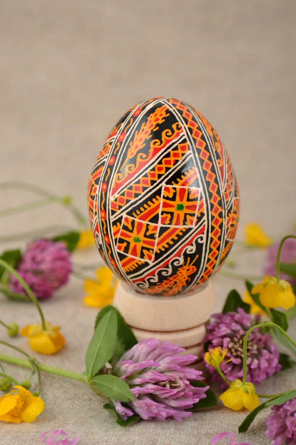 Easter chicken egg painted with acrylics handmade Easter ornaments for home photo 1