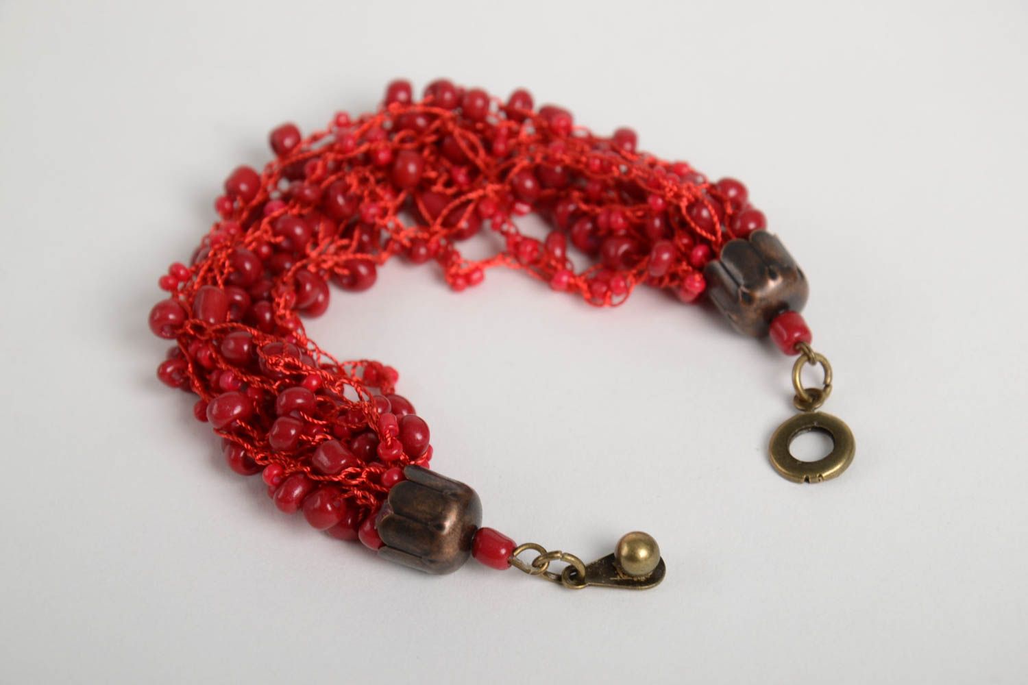 Pulsera de moda artesanal de abalorios roja brazalete para mujer regalo original foto 3