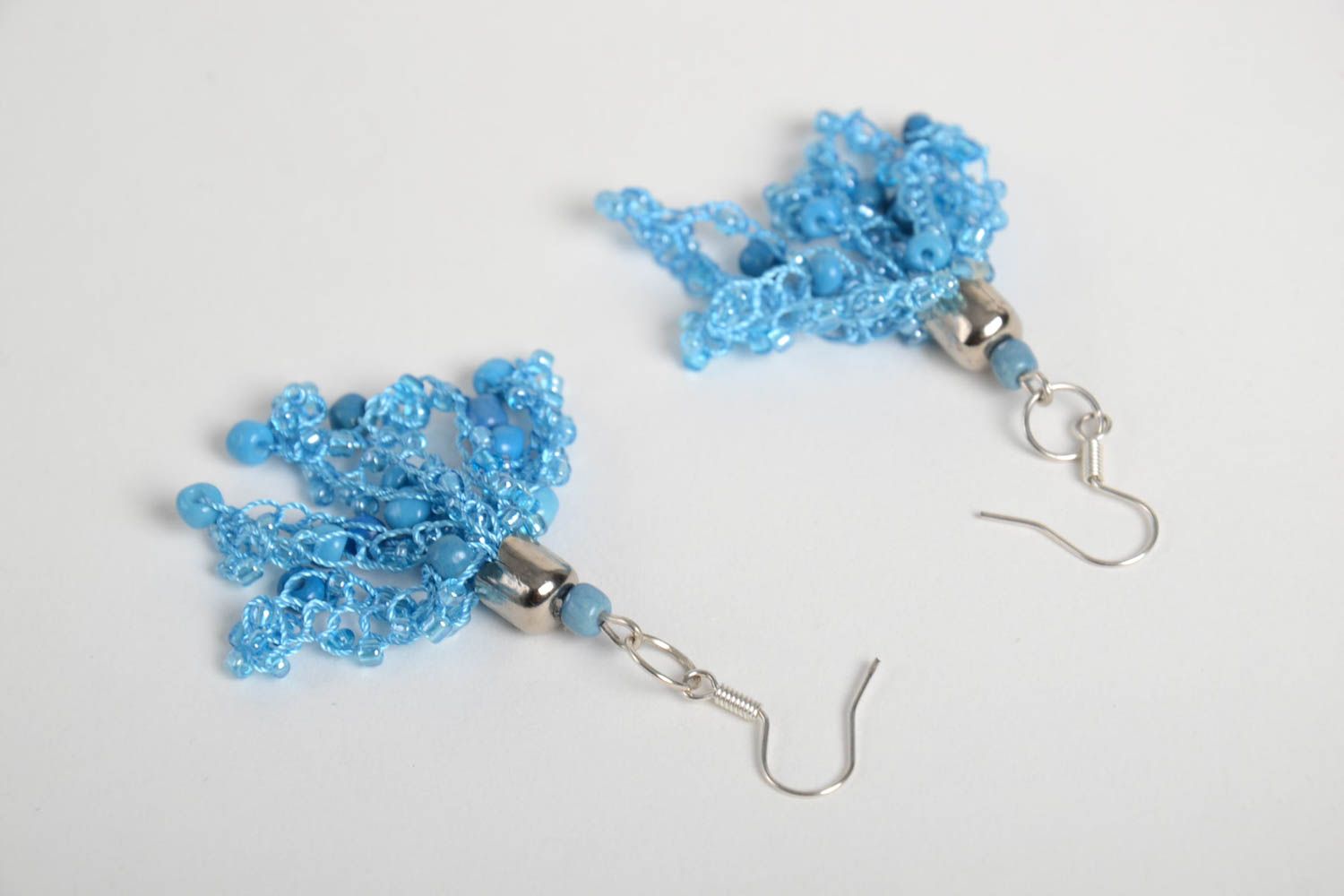 Handgefertigt Damen Ohrringe Designer Schmuck Accessoires für Frauen blau foto 3