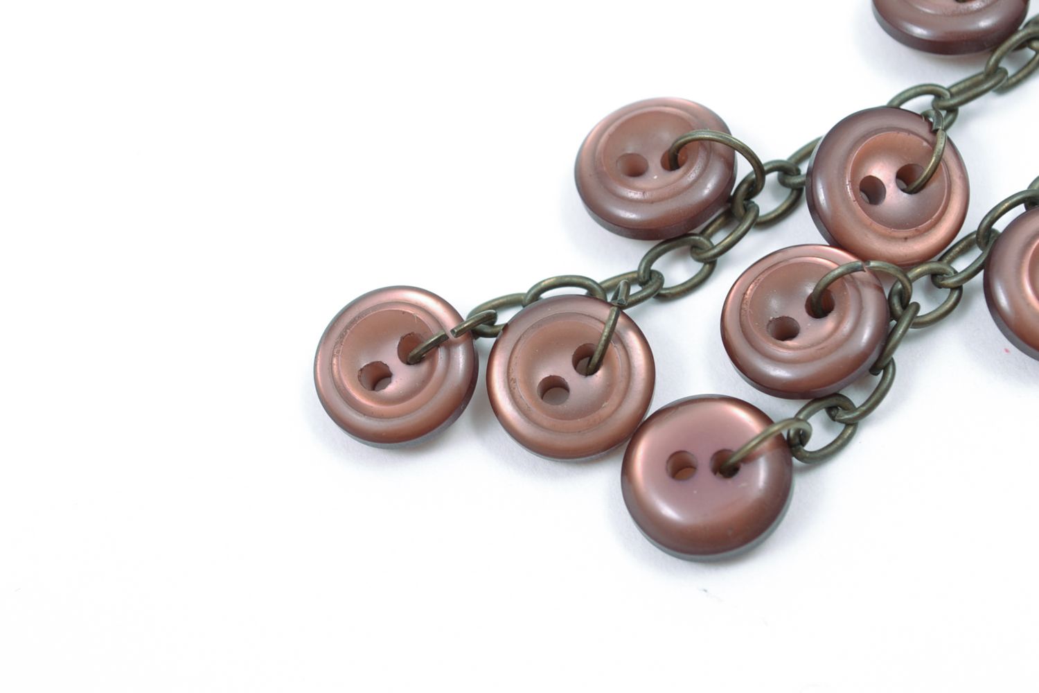 Boucles d'oreilles artisanales pendantes avec boutons faites main cadeau photo 3