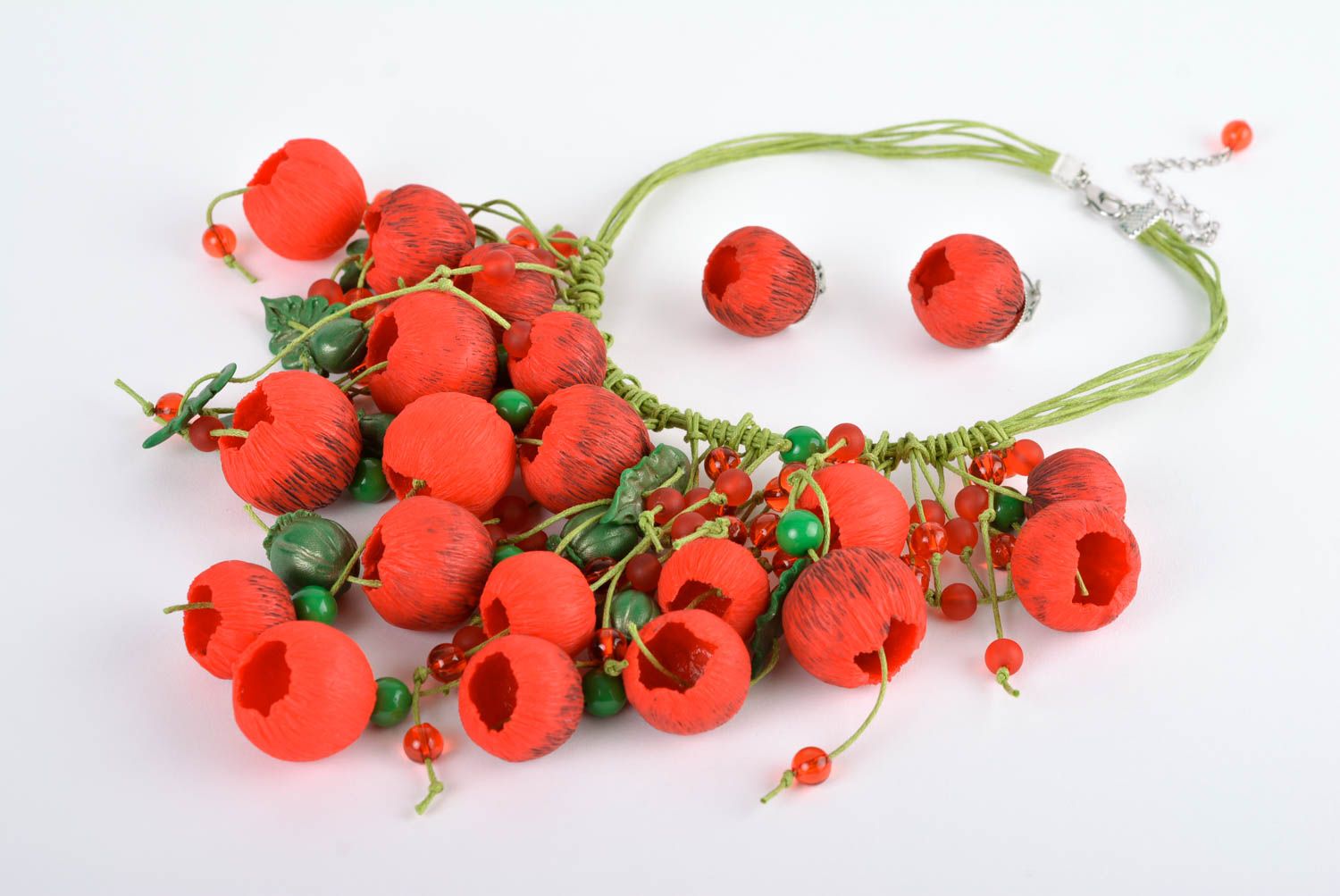 Handmade necklace designer earrings unusual gift for women jewelry set photo 1