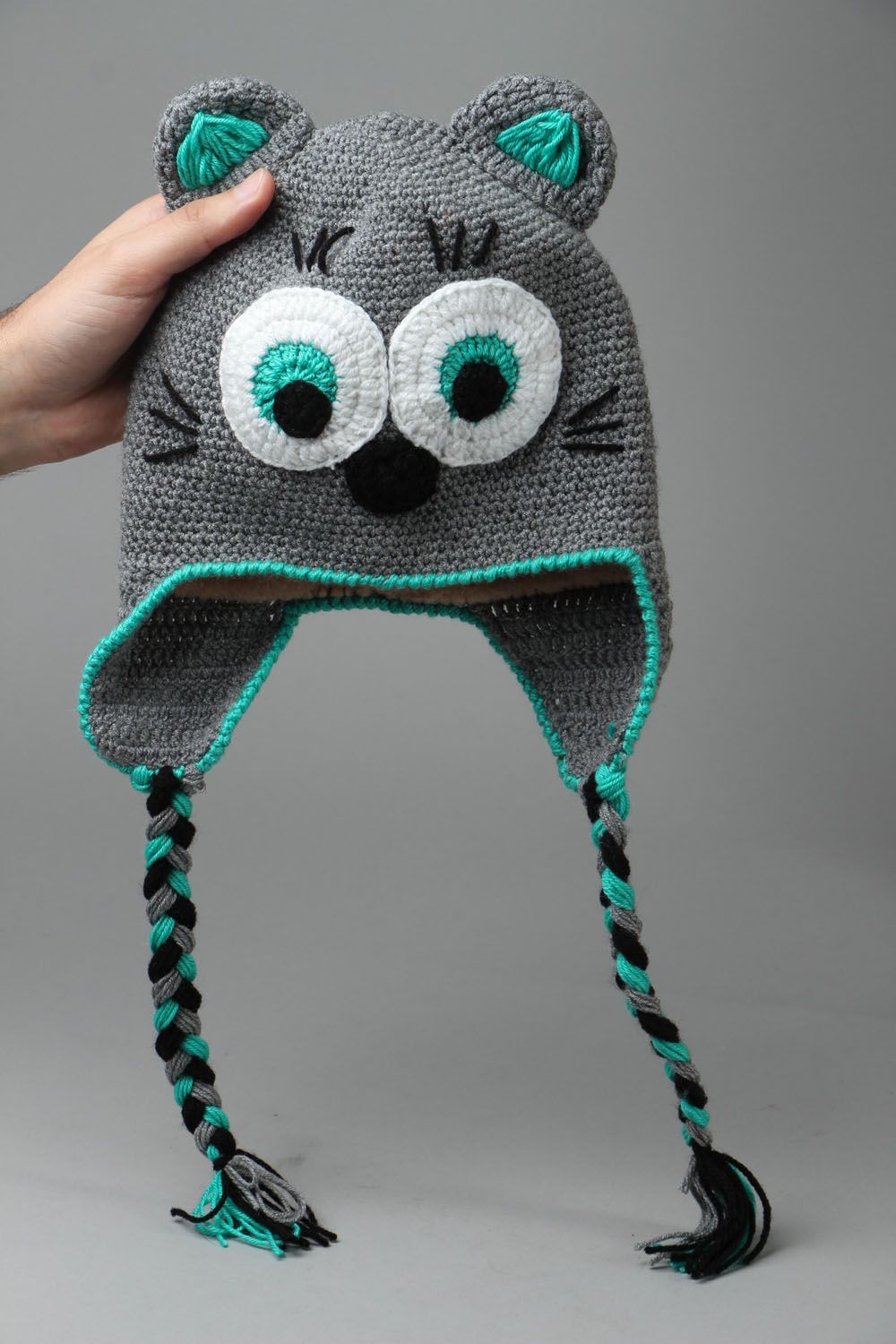 Bonnet tricot au crochet Petit chat photo 4