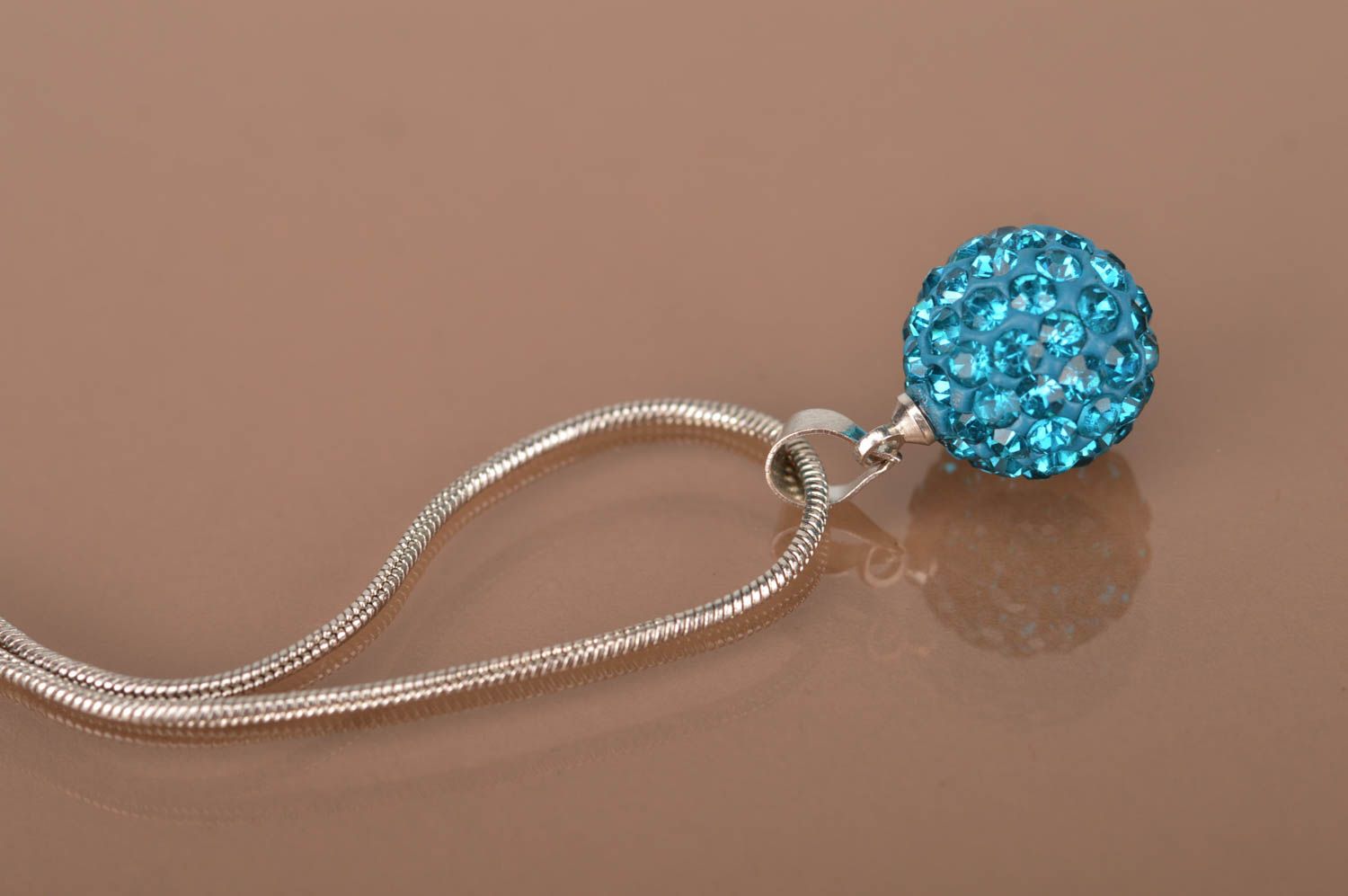 Beautiful handmade ball pendant on metal chain metal necklace jewelry designer photo 5