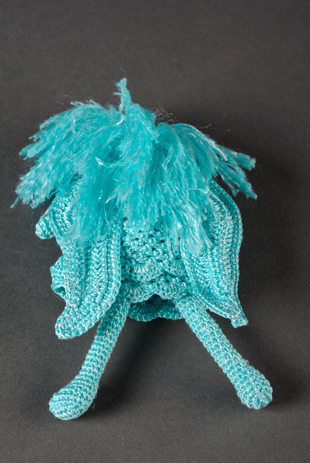 Poupée ange Jouet fait main bleu tricoté en acrylique et laine Cadeau enfant photo 3