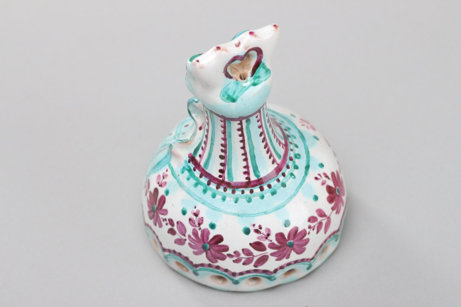 Яркий керамический колокольчик с росписью эмалью и красками ручной работы авторский фото 4