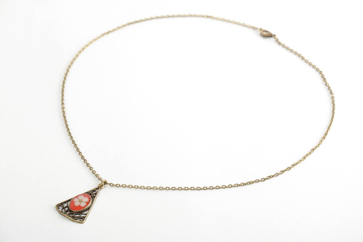 Beautiful interesting tender unusual handmade resin pendant with fresh flowers  photo 4