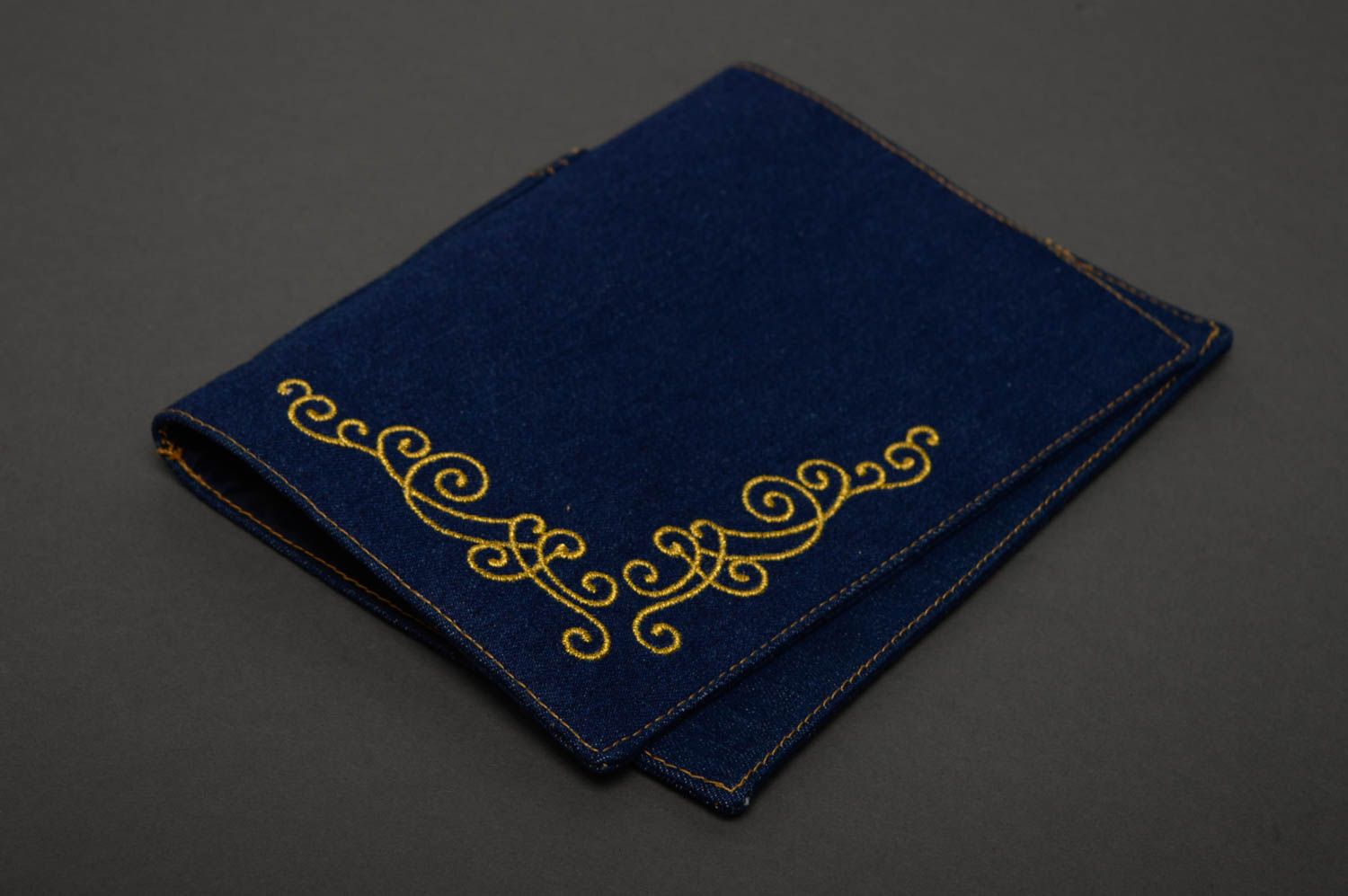 Copertina per taccuino fatta a mano di jeans con ricamo copertina blocco note foto 1