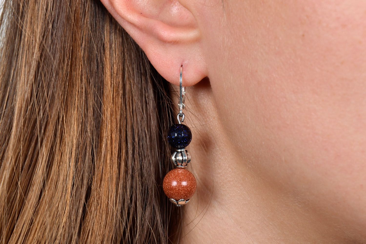 Long earrings with aventurine photo 5
