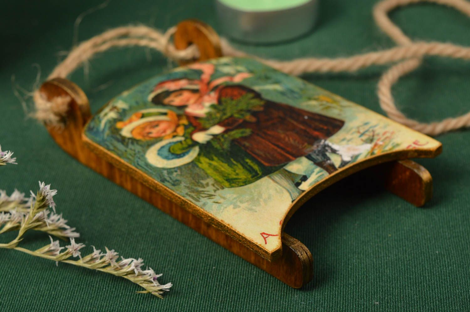 Juguete de Navidad hecho a mano de madera elemento decorativo souvenir original foto 1