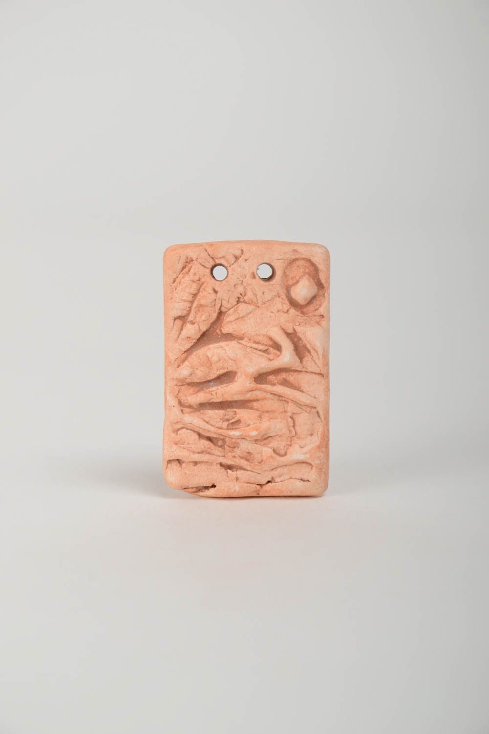 Handmade rectangular DIY clay blank pendant in ethnic style photo 2