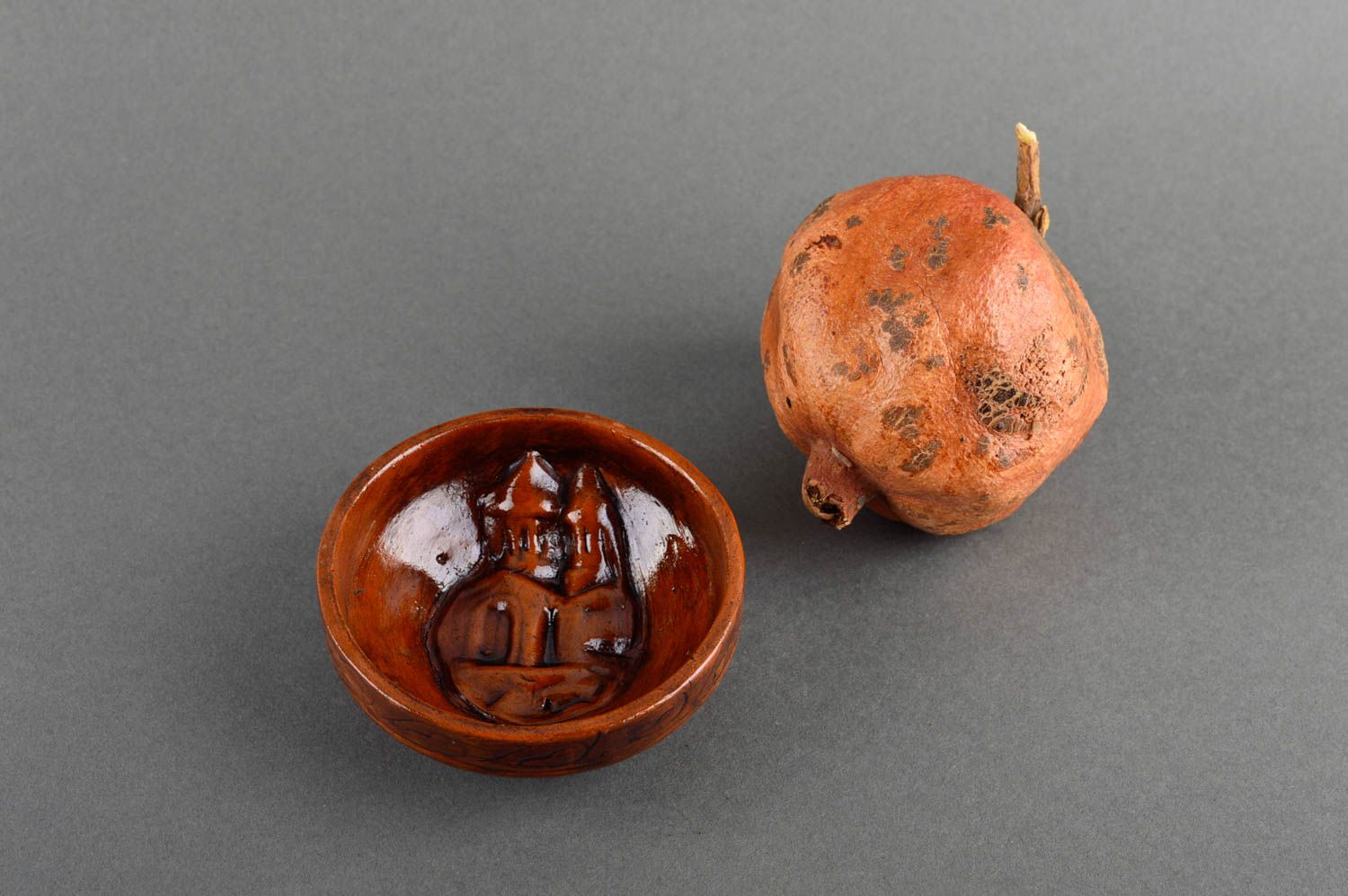 Handgemachte Keramik Tee Schale Geschirr aus Ton Geschenk Idee klein braun foto 1