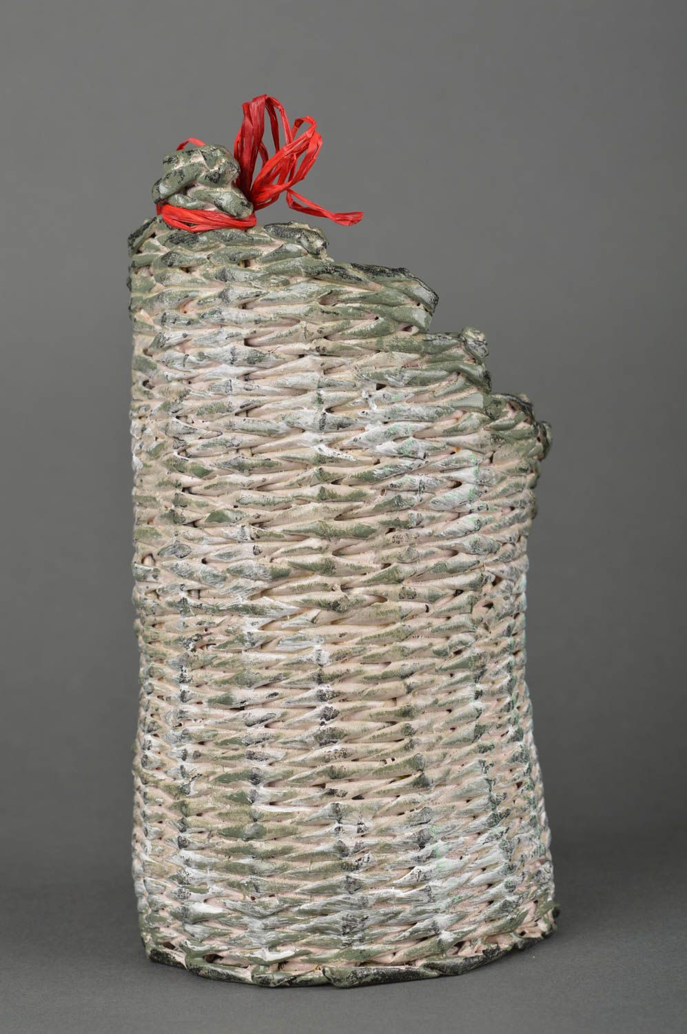 Soporte para botella hecho a mano cesta de mimbre de papel elemento decorativo  foto 3