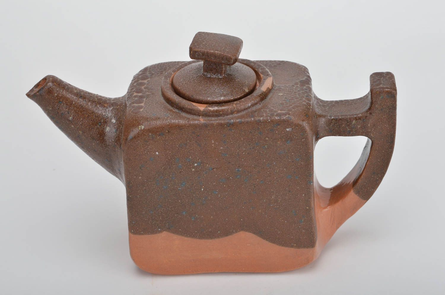 Handmade decorative designer rectangular ceramic teapot with lid  photo 5