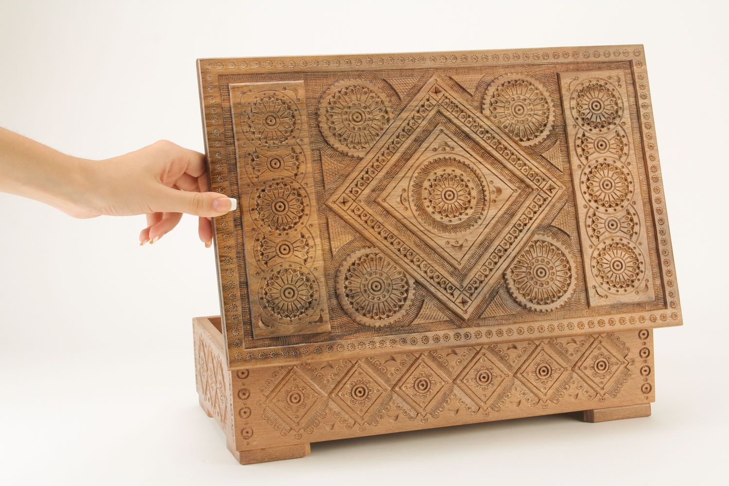 Wooden box with carving photo 1