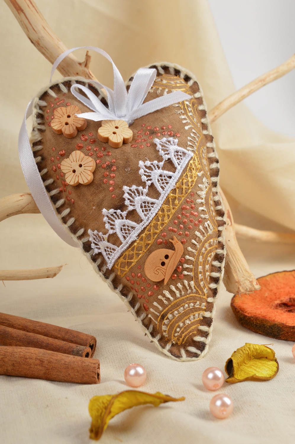 Colgante decorativo corazón hecho a mano decoración de interior regalo original foto 1