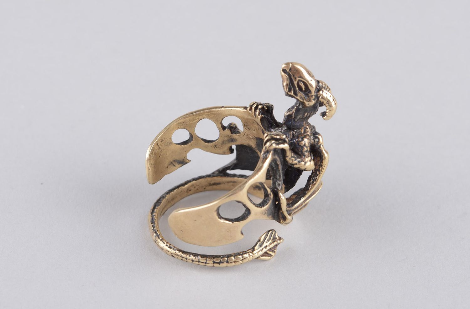 Handmade bronze jewelry bronze ring for men dragon ring handmade jewelry photo 7