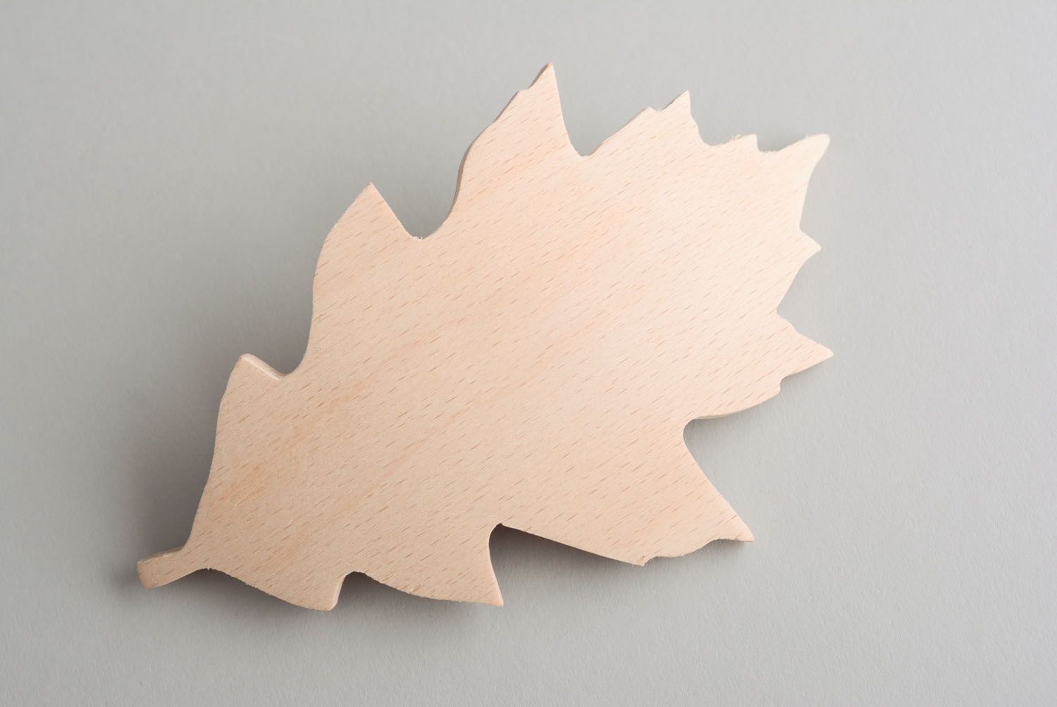 Wooden blank hair clip in the shape of leaf photo 3