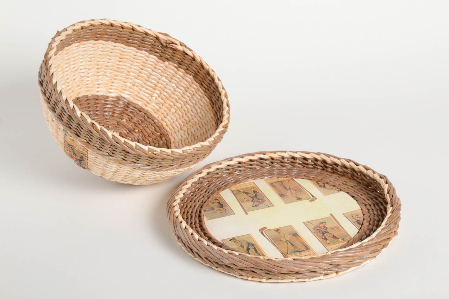 Handmade Brotkorb mit Deckel aus Papier Designer Küchenutensilien runder Korb   foto 3