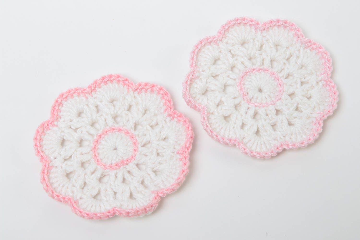 Set of 2 handmade crochet lace coasters hot pads table decor ideas home textiles photo 2