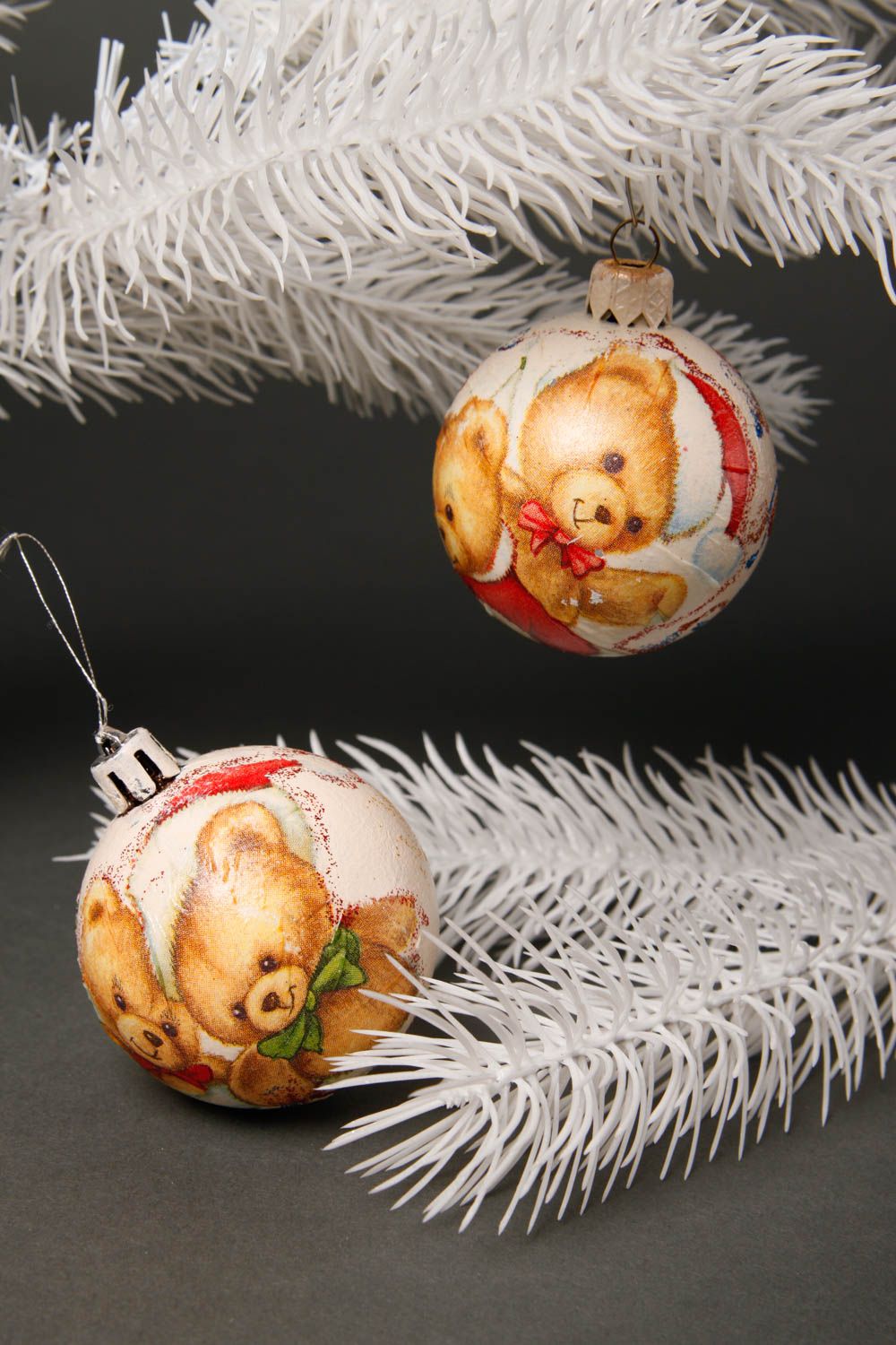 Handmade Christmas tree decorations 2 pieces Christmas balls decorative use only photo 1