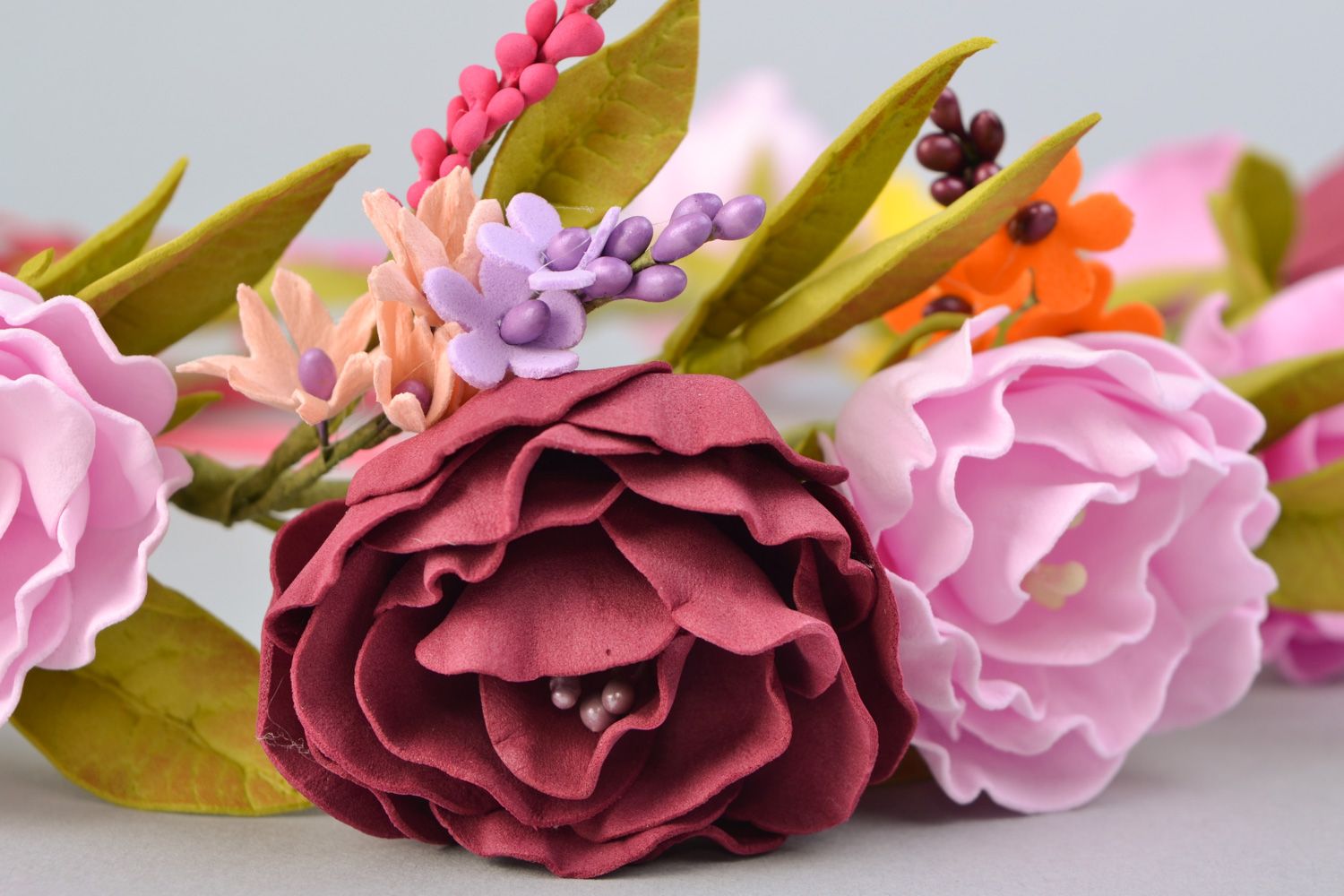Handmade wreath designer wreath with flowers unusual accessory for wedding photo 4