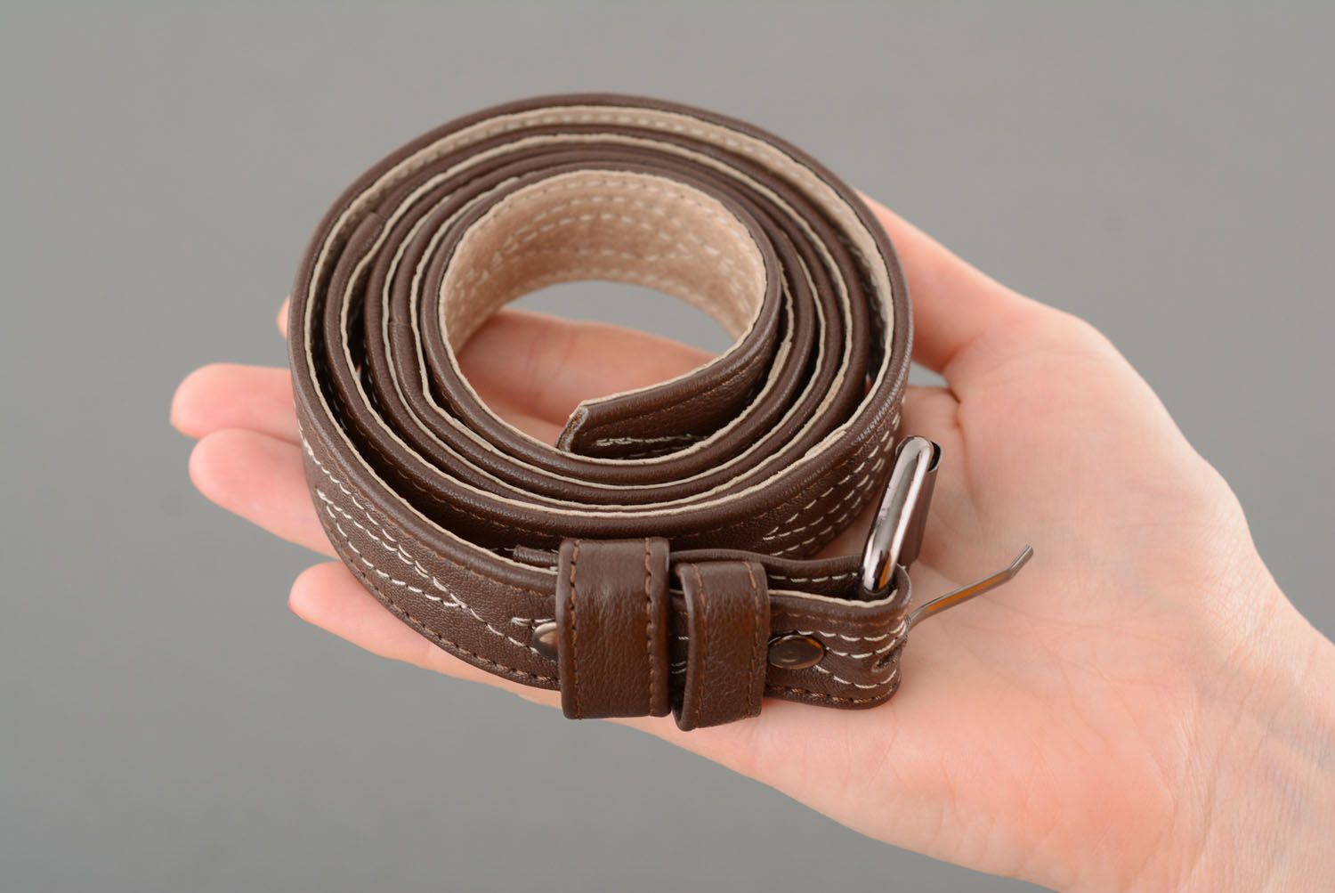 Stitched leather belt photo 4