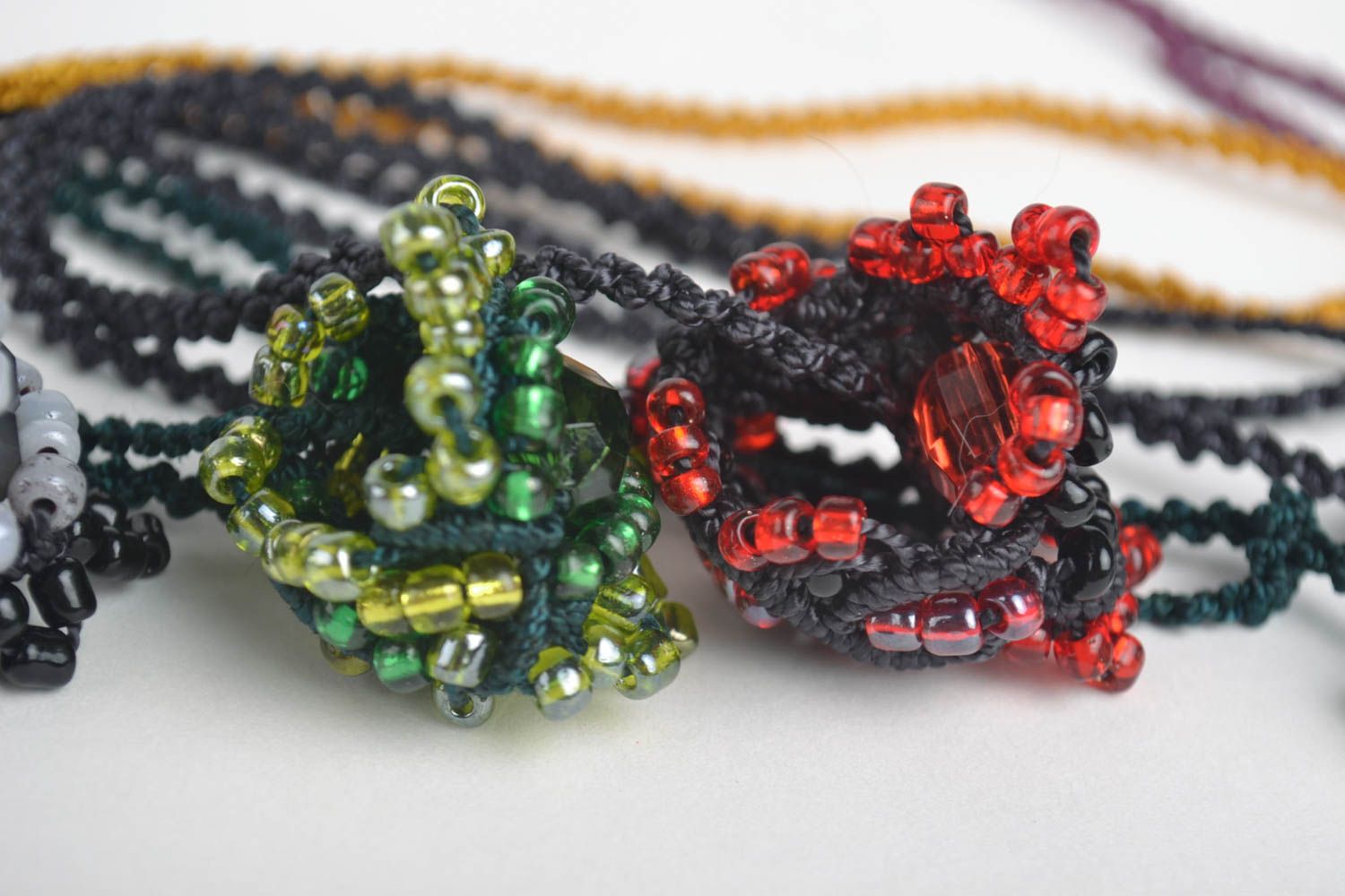 Handmade pendant designer pendant beads pendant macrame pendant set of 5 items photo 4