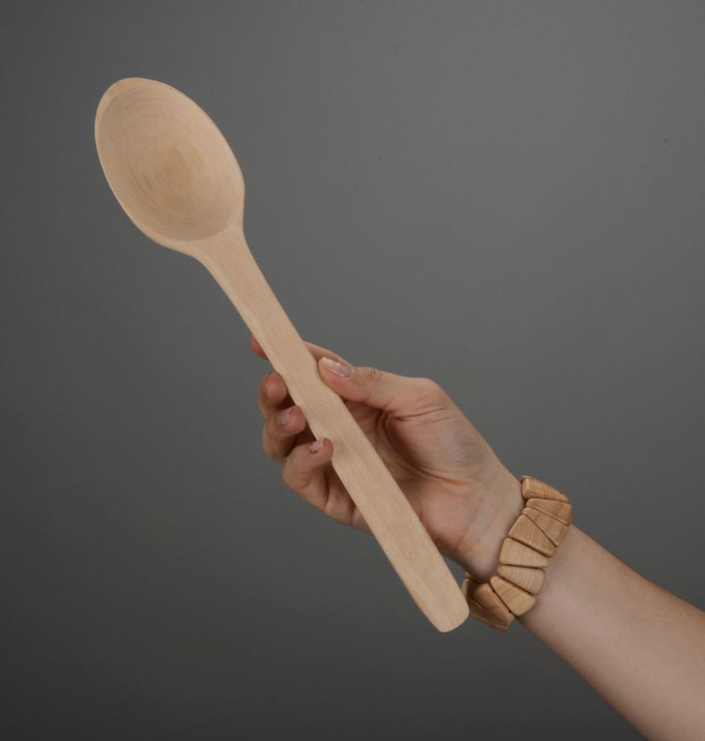 Cucchiaio di legno fatto a mano attrezzi da cucina stoviglie di legno naturale
 foto 2