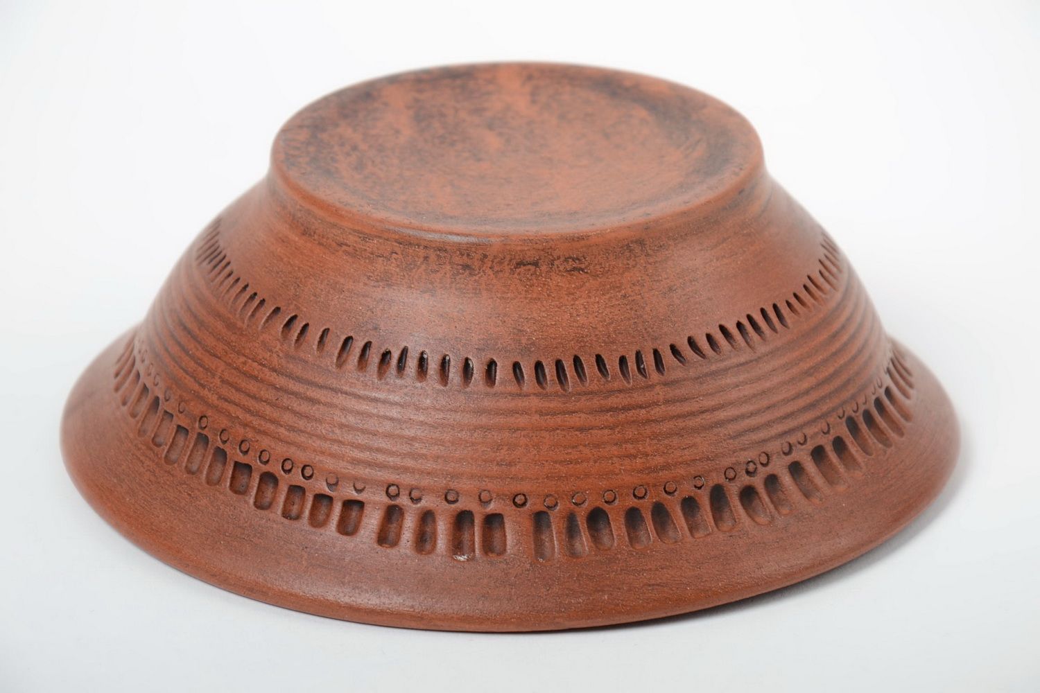 Bol en terre cuite marron rond avec ornement fait main petit poterie 35 cl photo 4