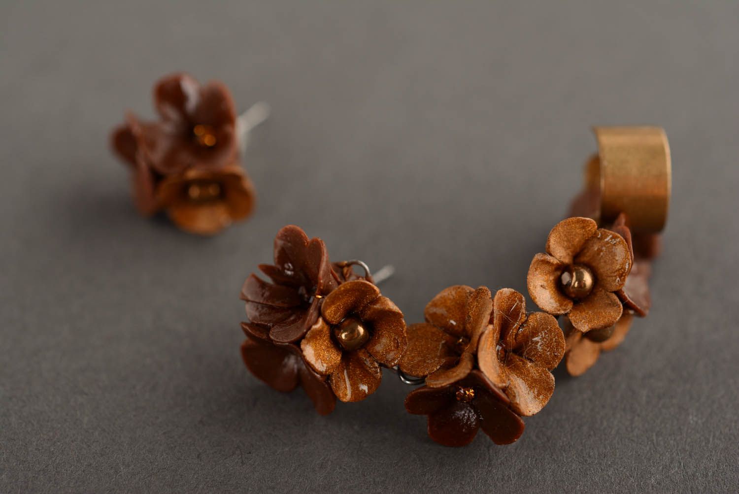 Brown cuffs earrings Chocolate photo 2