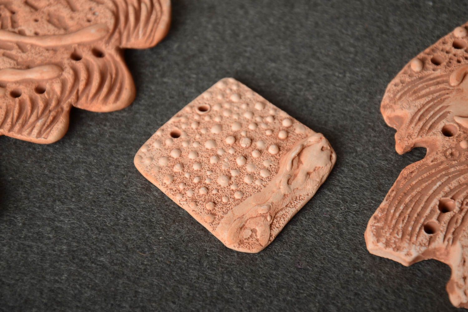 Handmade square DIY clay pendant designer blank for jewelry photo 1
